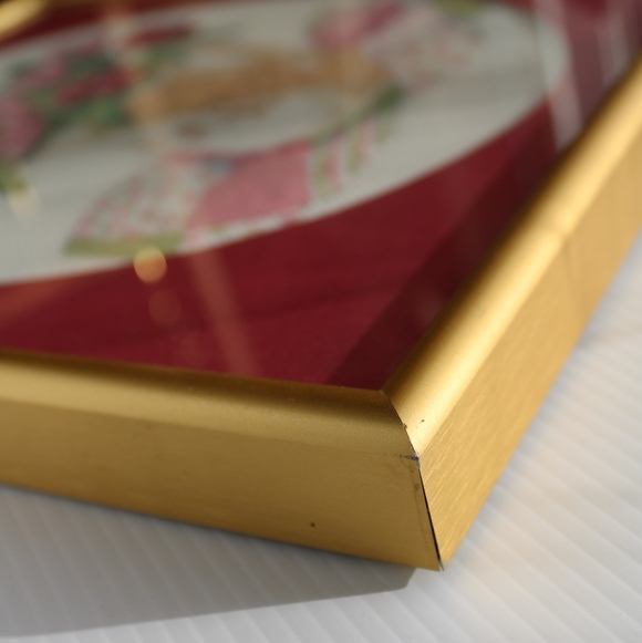 Vintage Spring Floral Cross-Stitch Art in Gold Frame - Picture 9 of 10